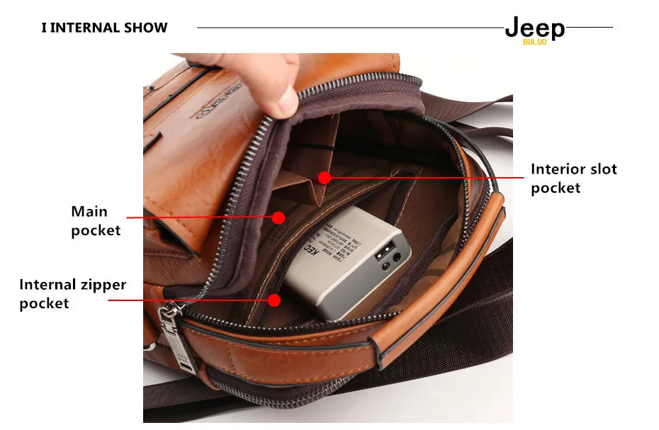 JEEP BULUO Multi function Business Handbags Men New