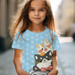 Girl T Shirts Cartoon Cat Graphic T Shirts