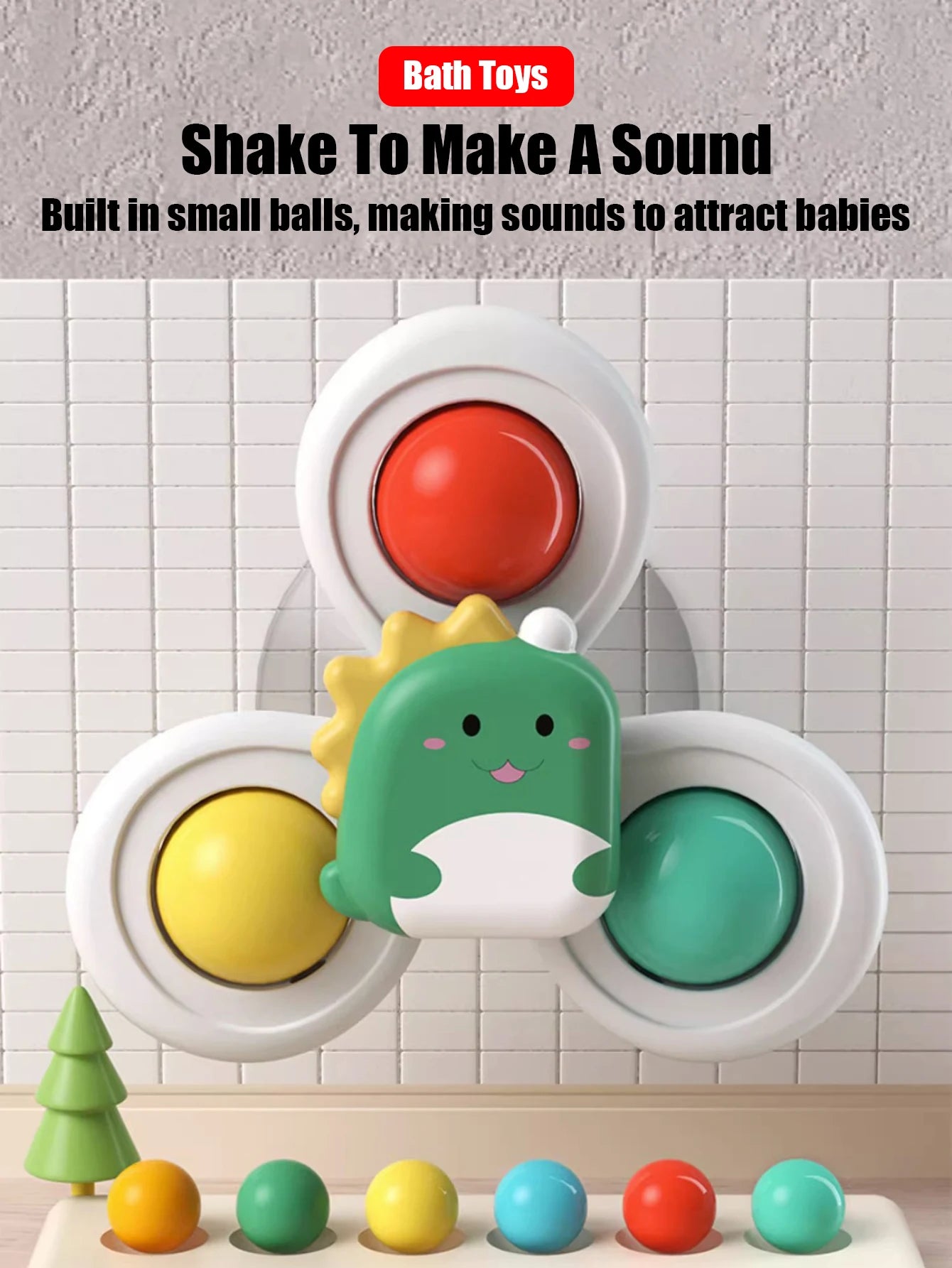 3Pcs Set Suction Cup Spinning Cartoon Animal Spinner