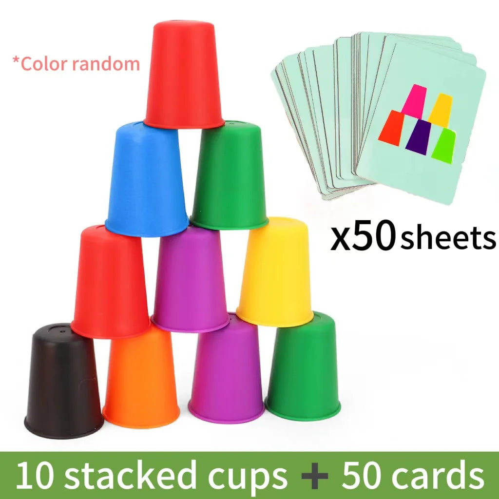 Montessori Toys Mini Stack Cup Game With Card