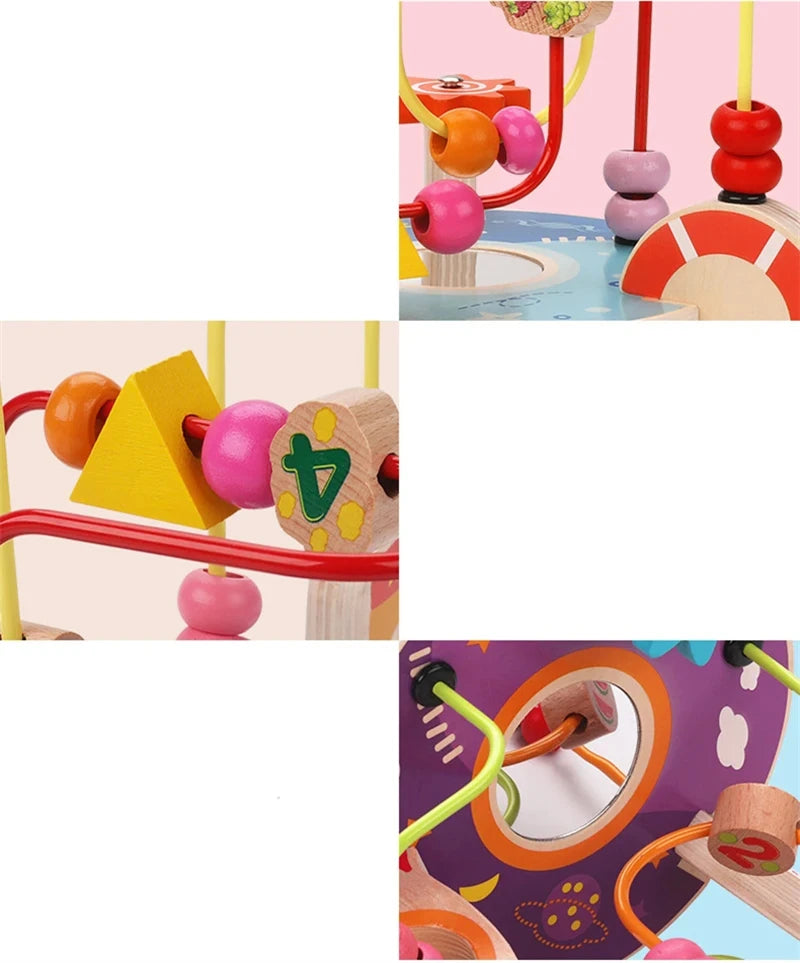 Montessori Baby Toys Wooden Roller Coaster Bead Maze