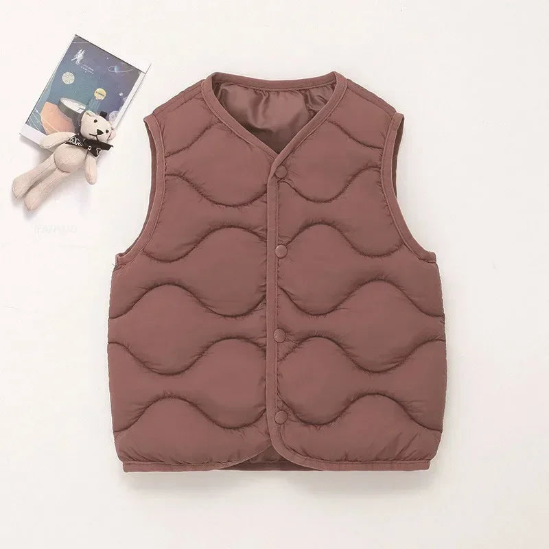 New Children Warm Cotton Vest Fashion Solid Boys