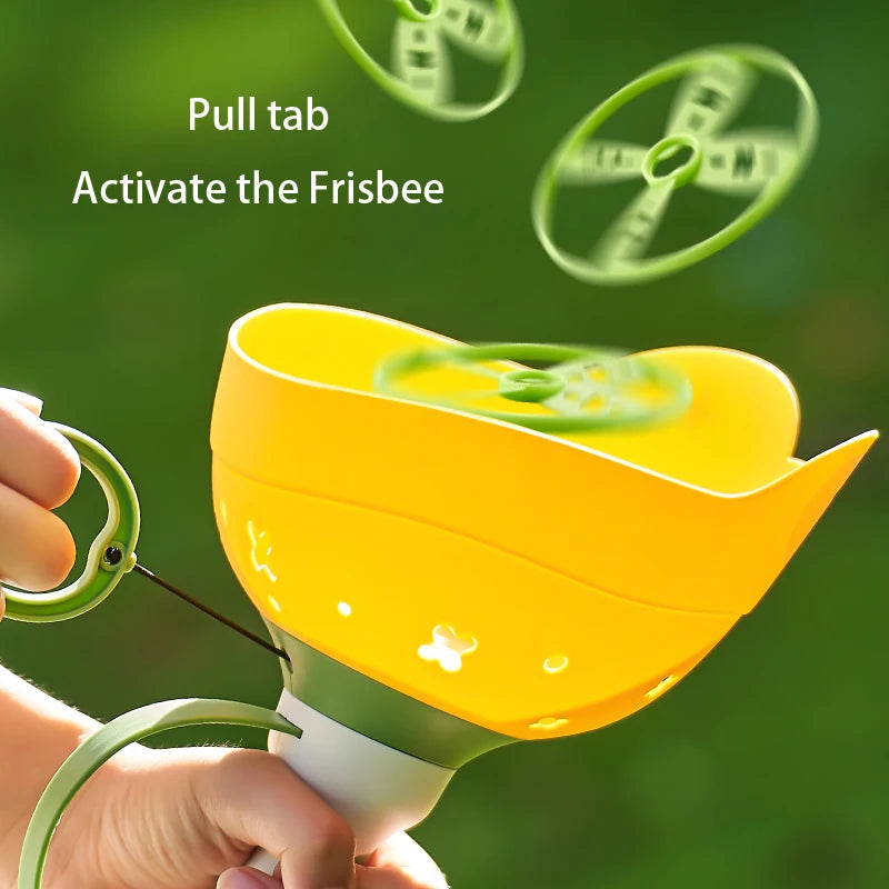 Pull String Flying Saucer Disc Launcher Kids Flying