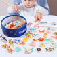 Montessori Wooden Fishing Toys For Children Cartoon Marine
