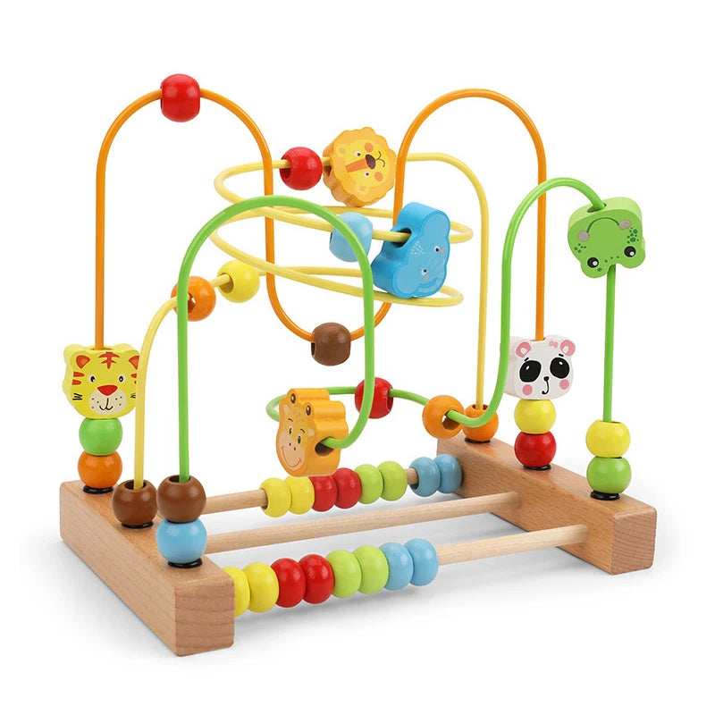 Montessori Baby Toys Wooden Roller Coaster Bead Maze