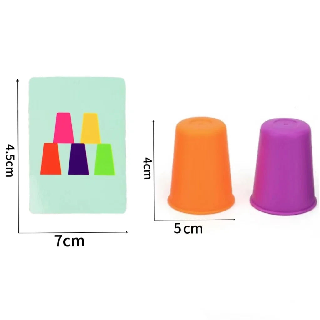 Montessori Toys Mini Stack Cup Game With Card