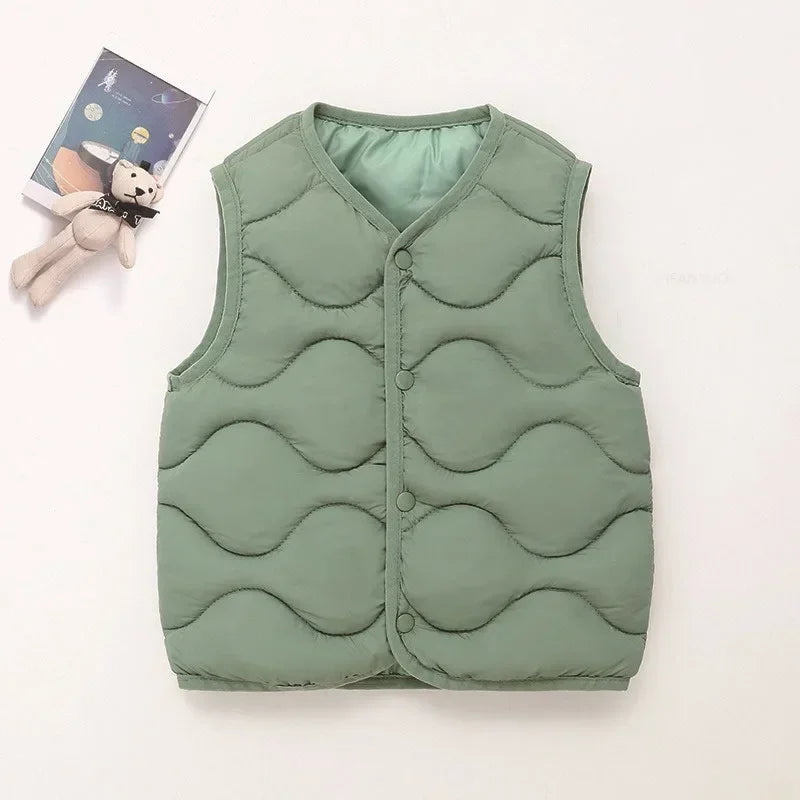 New Children Warm Cotton Vest Fashion Solid Boys