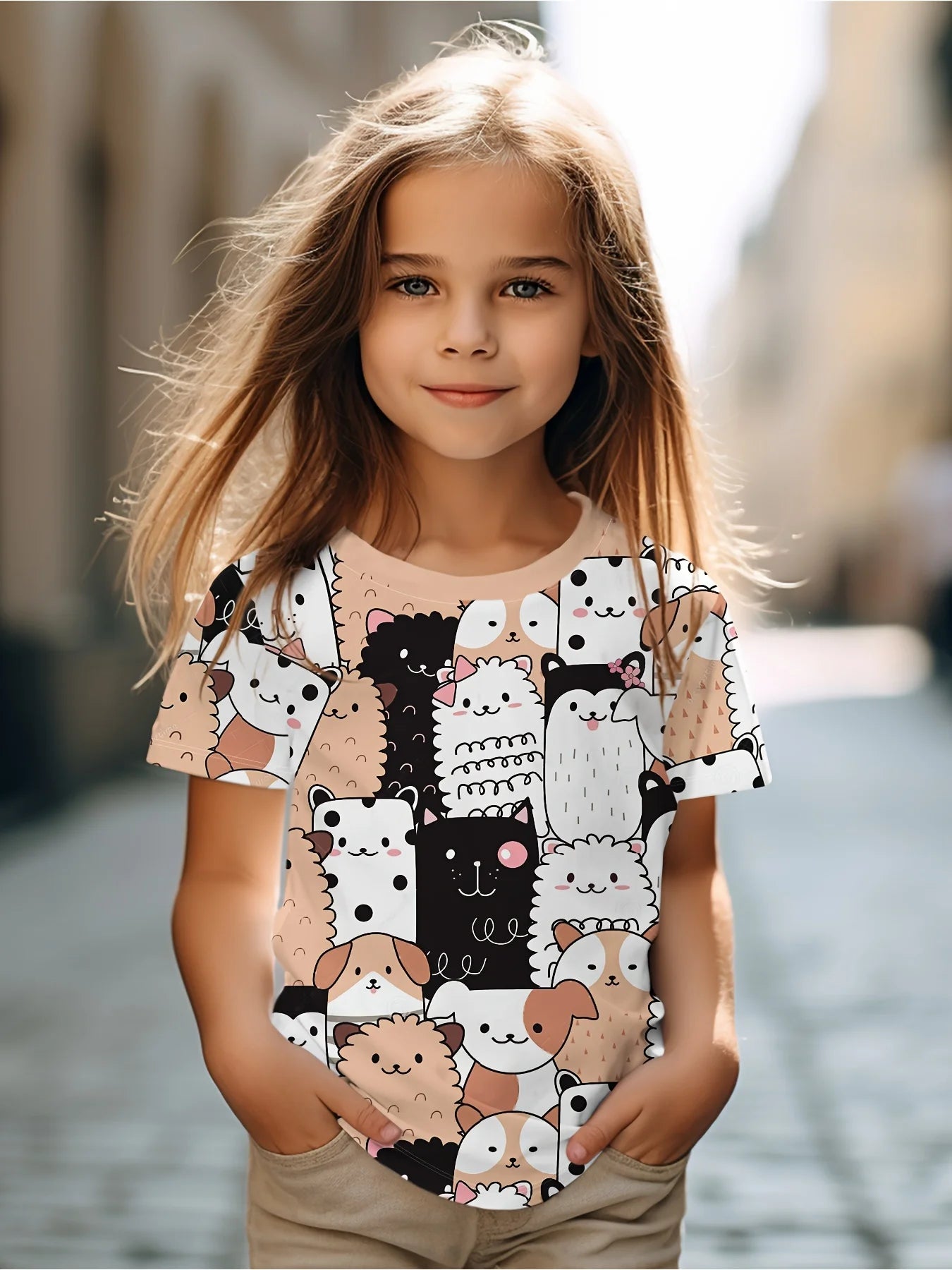 Girl T Shirts Cartoon Cat Graphic T Shirts