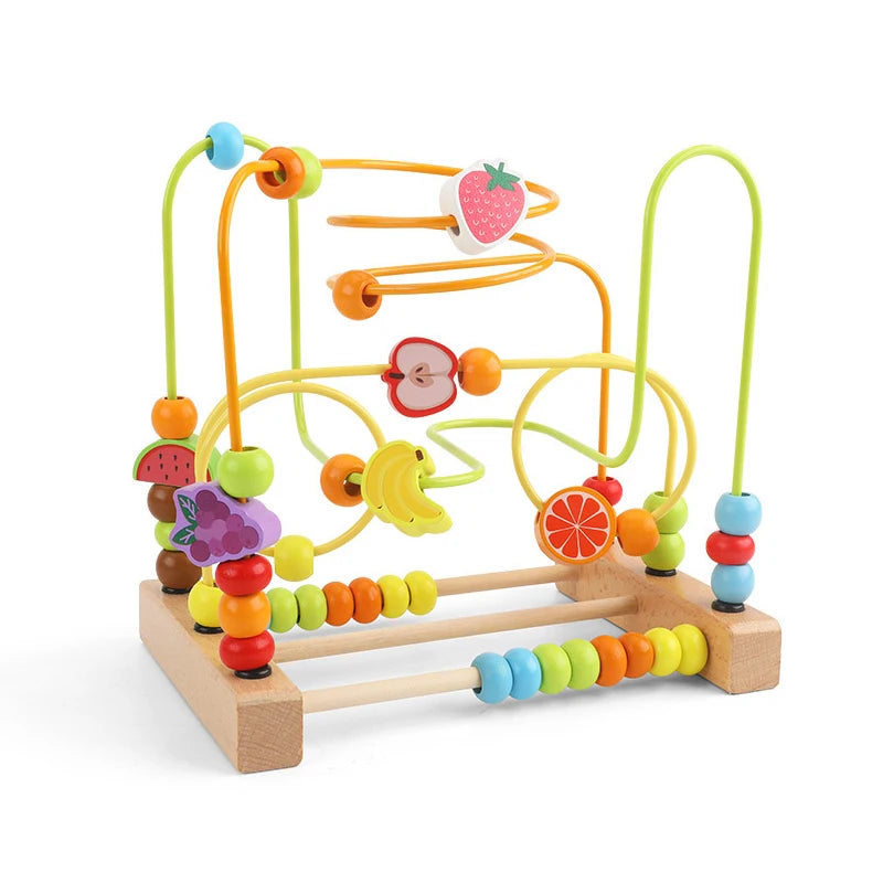 Montessori Baby Toys Wooden Roller Coaster Bead Maze