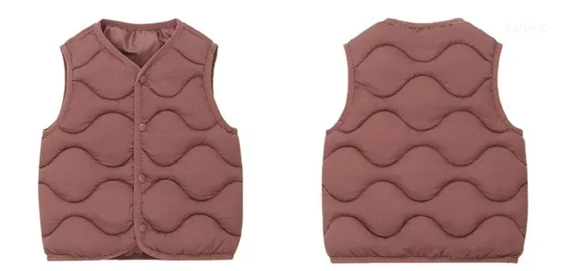 New Children Warm Cotton Vest Fashion Solid Boys