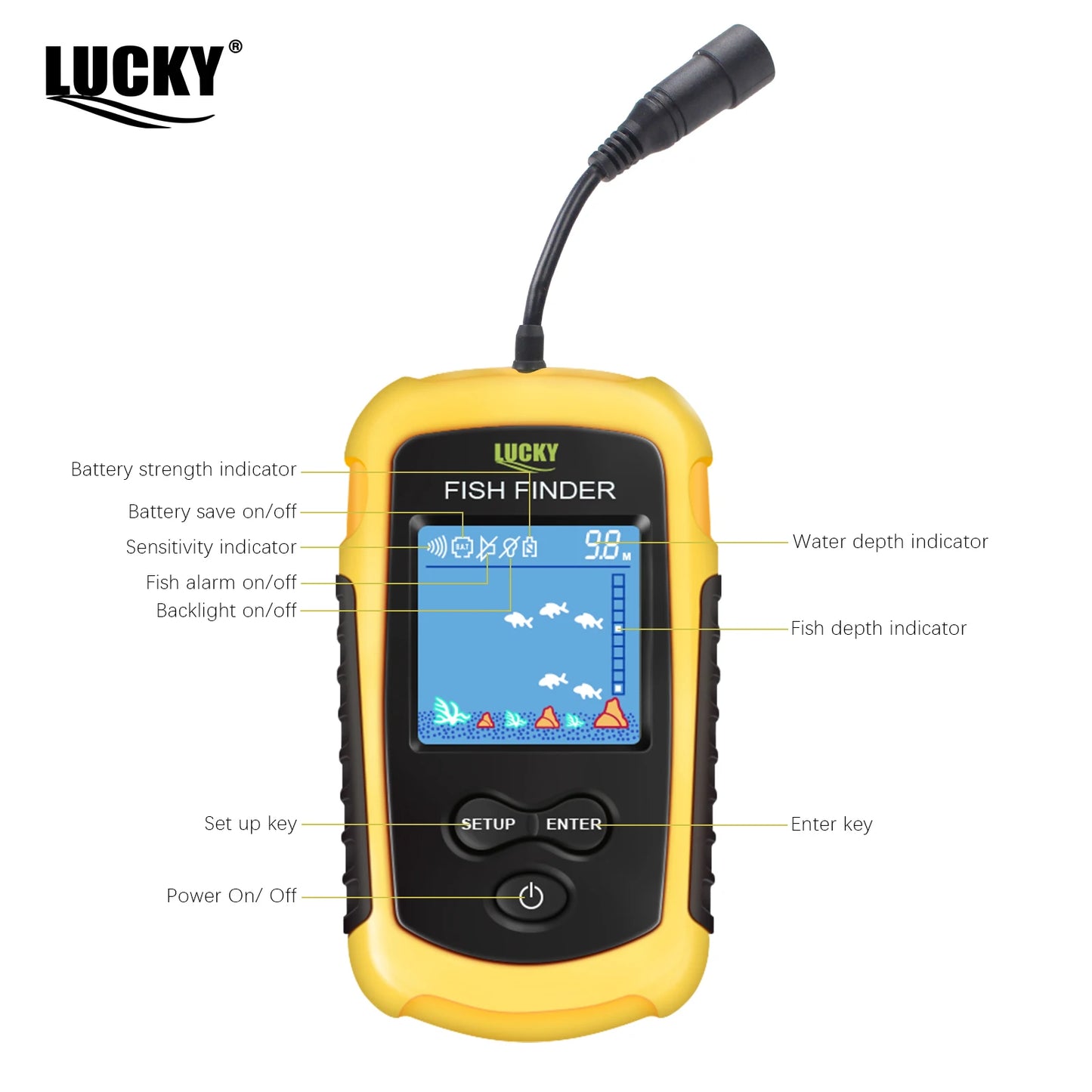 FFC1108 1 Alarm 100M Portable Sonar Fish Finders