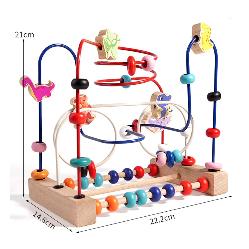 Montessori Baby Toys Wooden Roller Coaster Bead Maze