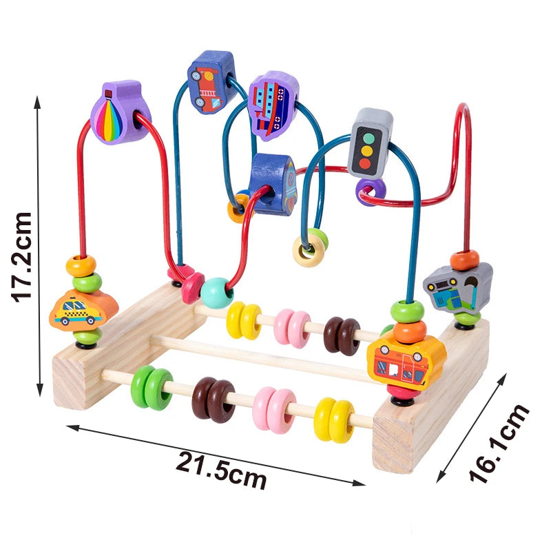 Montessori Baby Toys Wooden Roller Coaster Bead Maze
