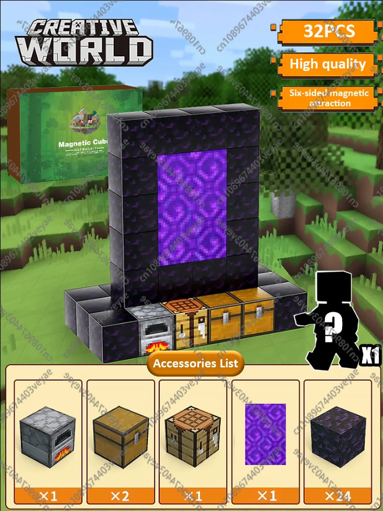 Magnetic Building Blocks Magnet Cube Mine World Set