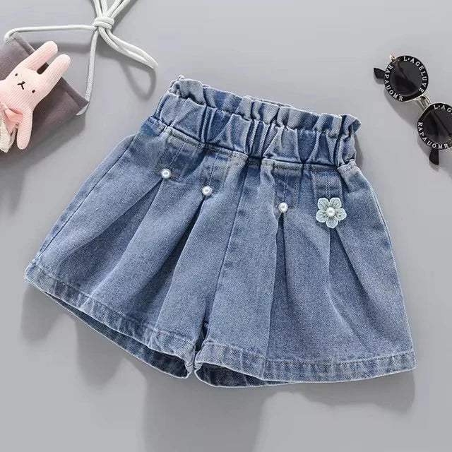 Summer Kid Girls A line Shaped Denim Shorts