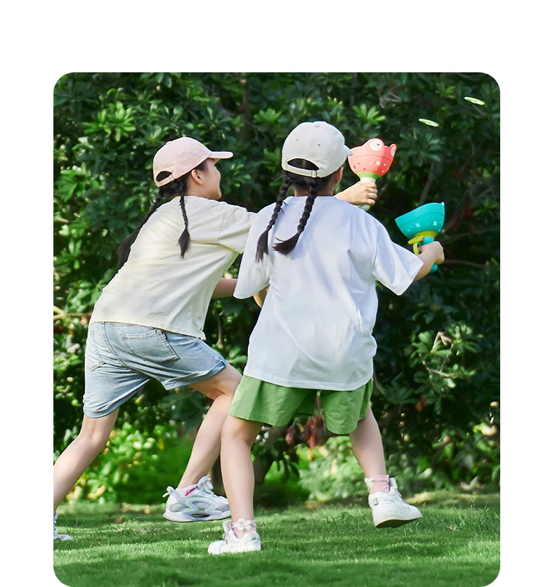 Pull String Flying Saucer Disc Launcher Kids Flying