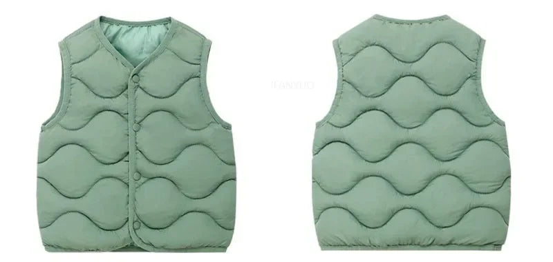 New Children Warm Cotton Vest Fashion Solid Boys