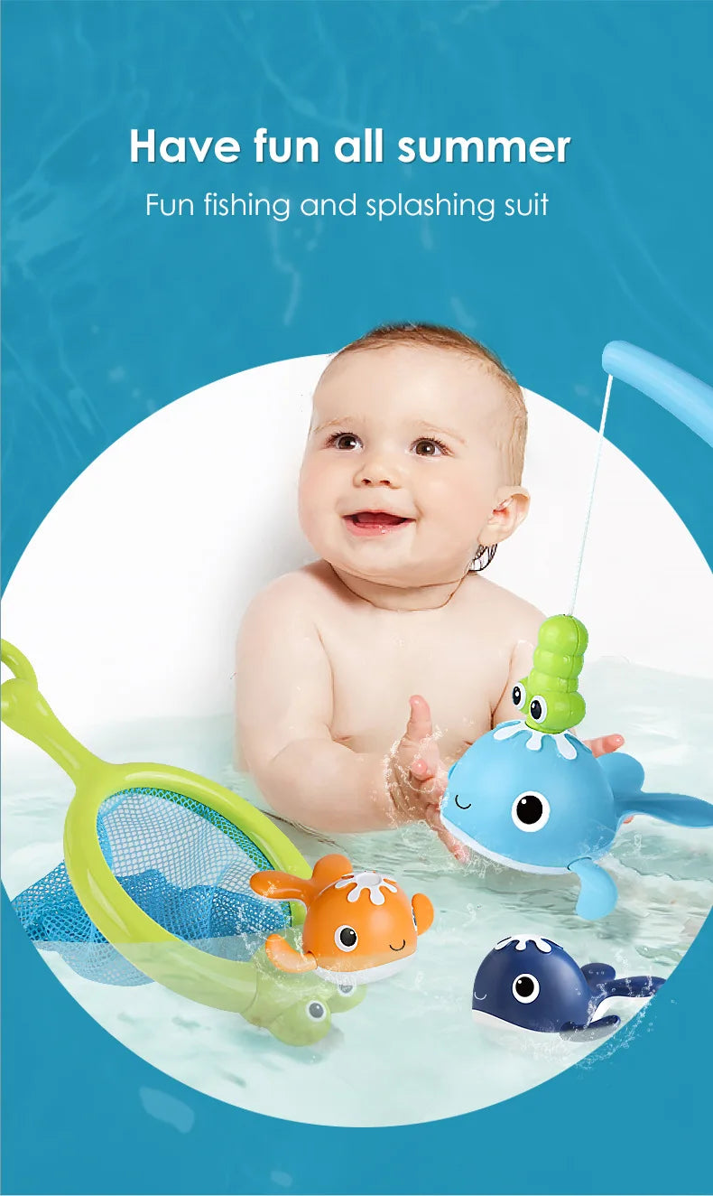 Magnet Baby Bath Fishing Toys Wind up Swimming