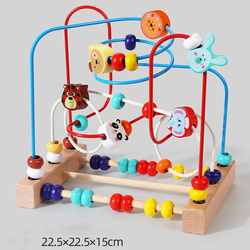 Montessori Baby Toys Wooden Roller Coaster Bead Maze