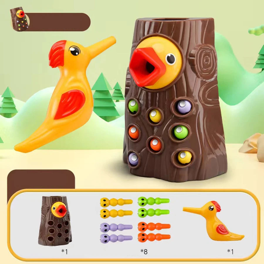 Montessori Educational Toys for Children Woodpecker Catch Worms