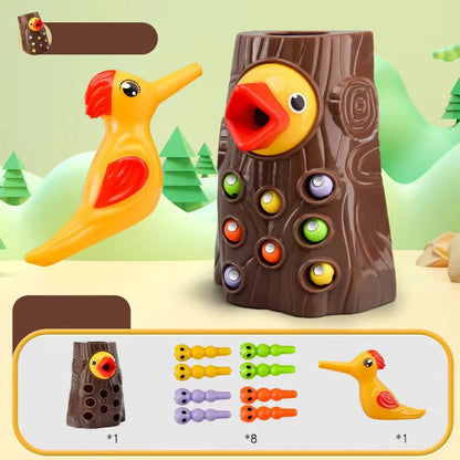 Montessori Educational Toys for Children Woodpecker Catch Worms