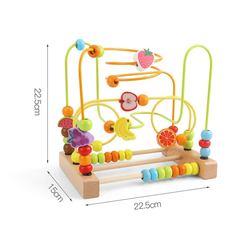 Montessori Baby Toys Wooden Roller Coaster Bead Maze