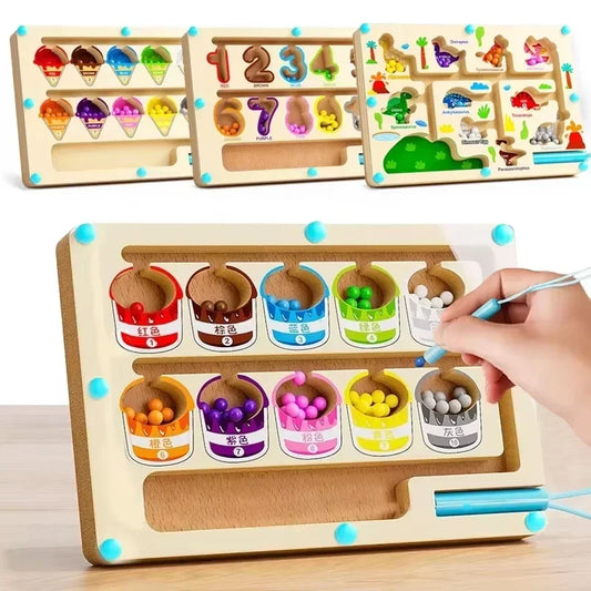 Montessori Magnetic Color Sorting Games Maze Board Pen