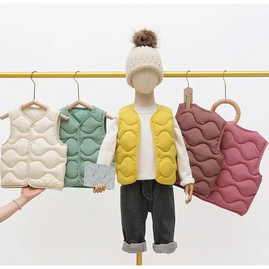 New Children Warm Cotton Vest Fashion Solid Boys