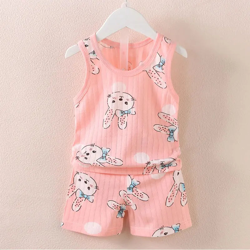 Children s Clothing Print Sleeveless Tops Shorts Cute