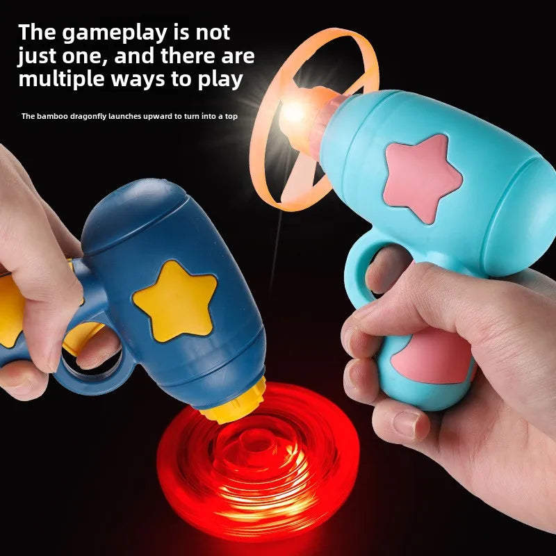 Children Saucer Launcher Pistol Outdoor Spinning Top Dinosaur