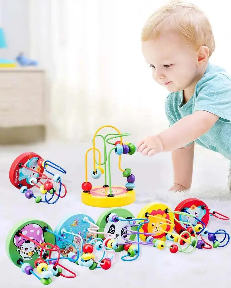 Colorful Wooden Roller Coaster Educational Circle Toy For