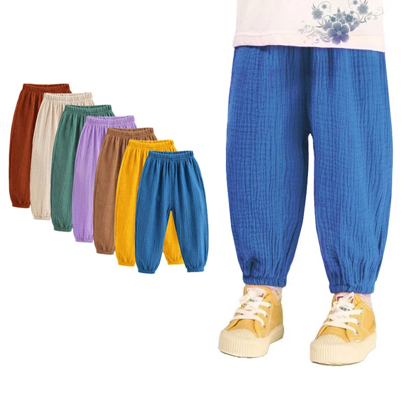 Summer Korea Children Pants Casual Girls Boys Cotton