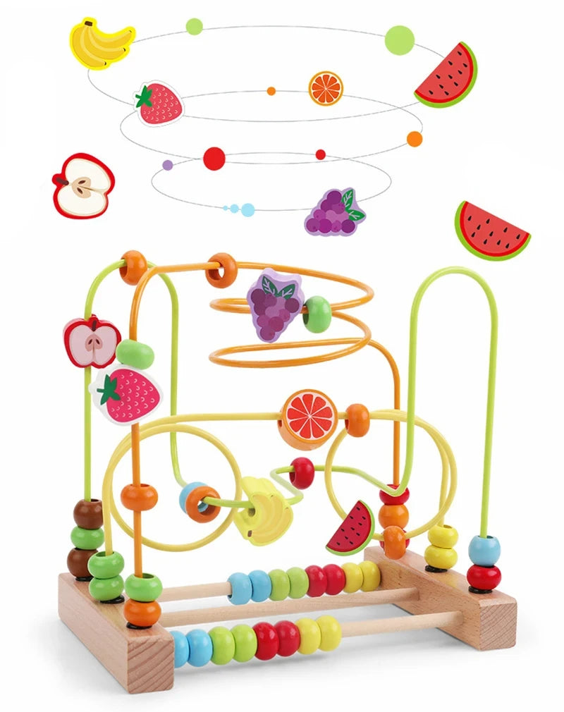 Montessori Baby Toys Wooden Roller Coaster Bead Maze