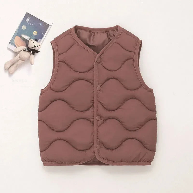 New Children Warm Cotton Vest Fashion Solid Boys