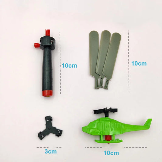 1 3 5sets Bamboo Dragonfly Handle Pull Helicopter