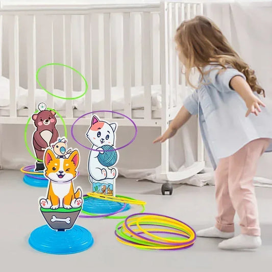 1 Set Kid Animals Ring Toss Game Toy