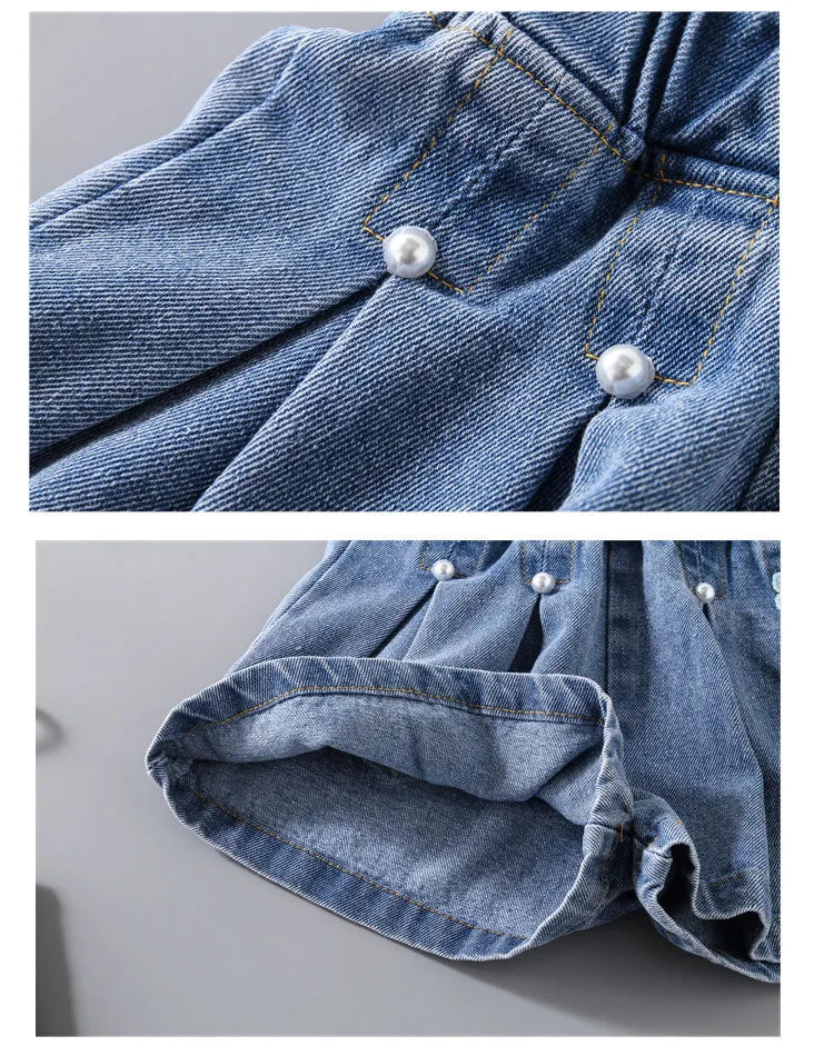 Summer Kid Girls A line Shaped Denim Shorts
