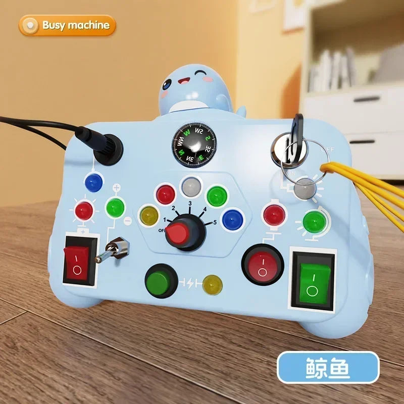 Montessori Busy Board Sensory Toys Cartoon with LED