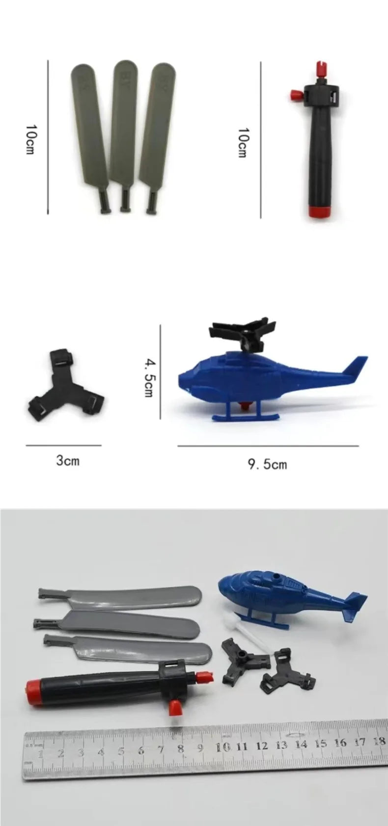 1 3 5sets Bamboo Dragonfly Handle Pull Helicopter