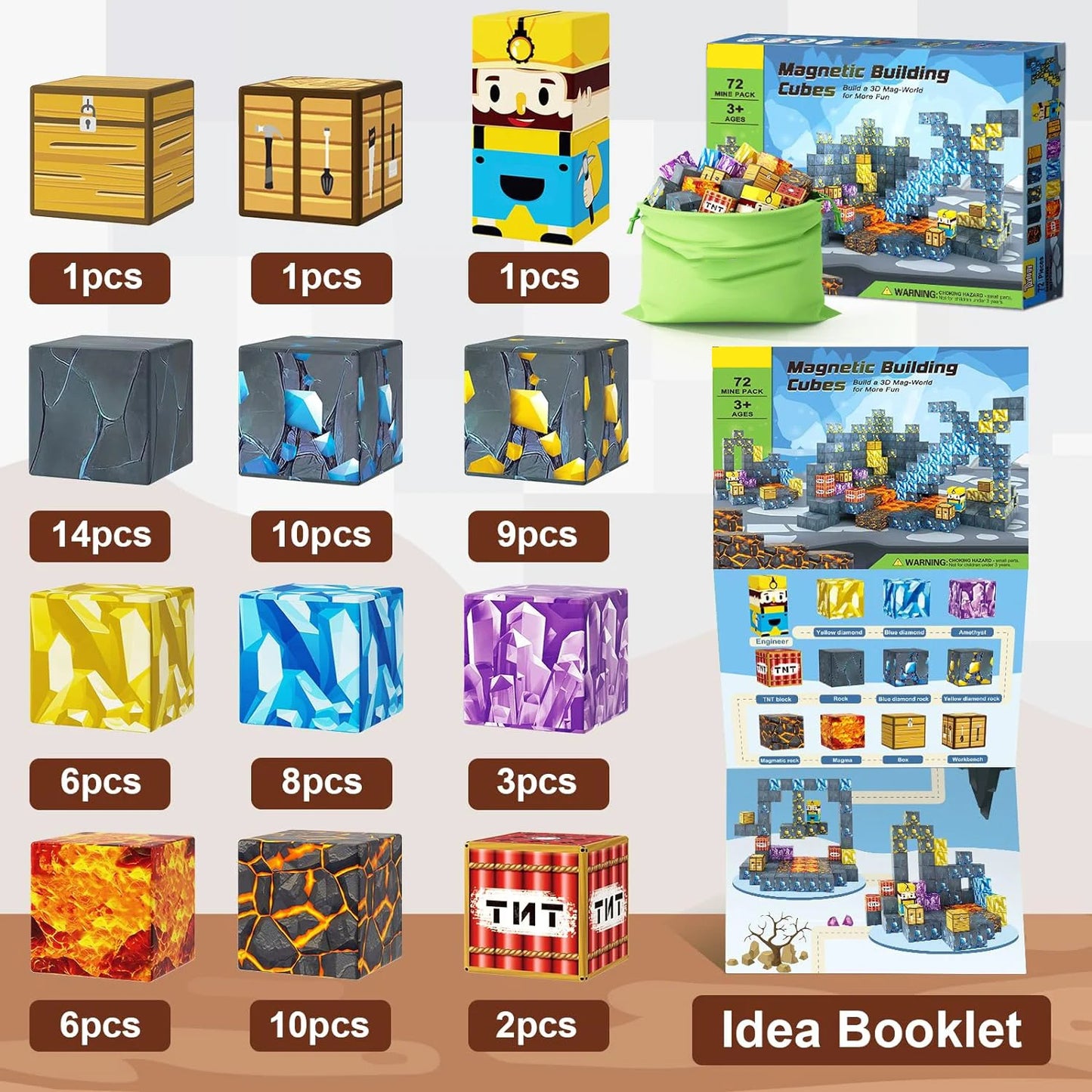 Magnetic Building Blocks Magnet Cube Mine World Set