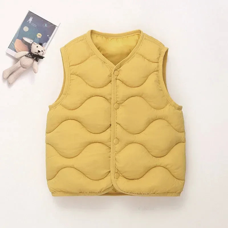 New Children Warm Cotton Vest Fashion Solid Boys
