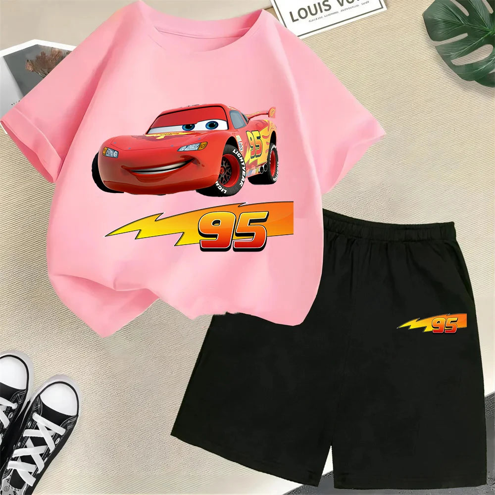 Racing children s pure cotton T shirt set