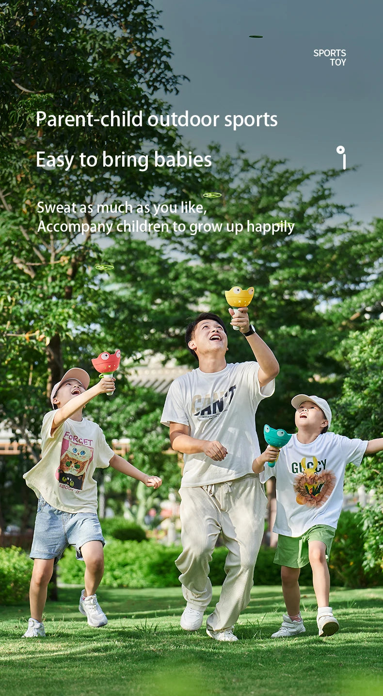Pull String Flying Saucer Disc Launcher Kids Flying
