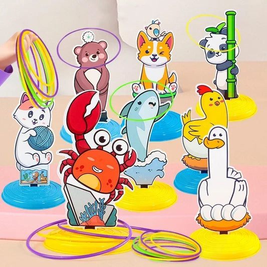 1 Set Kid Animals Ring Toss Game Toy