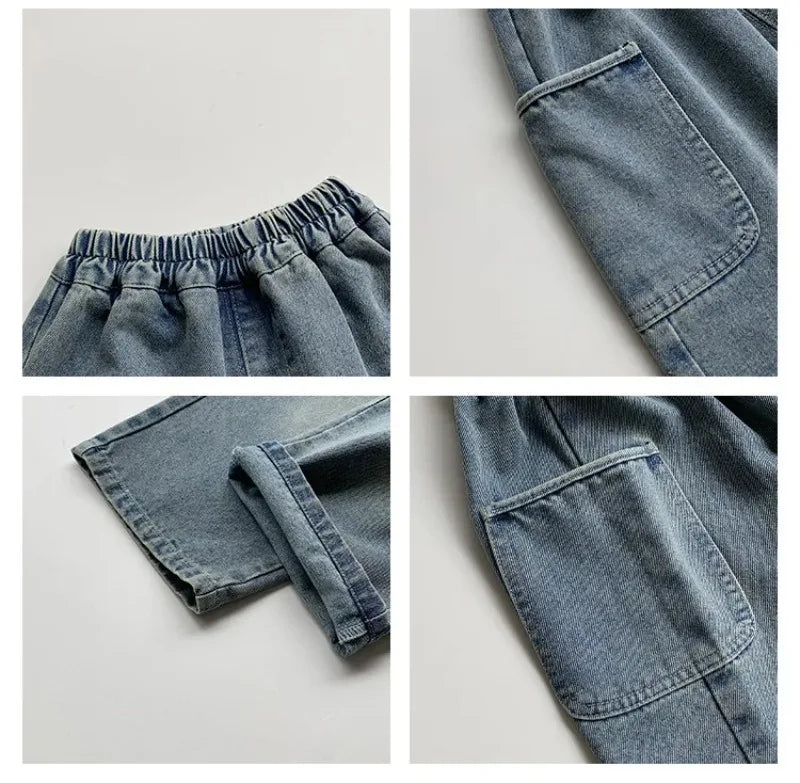 Spring and Autumn Children s Pocket Wide Leg
