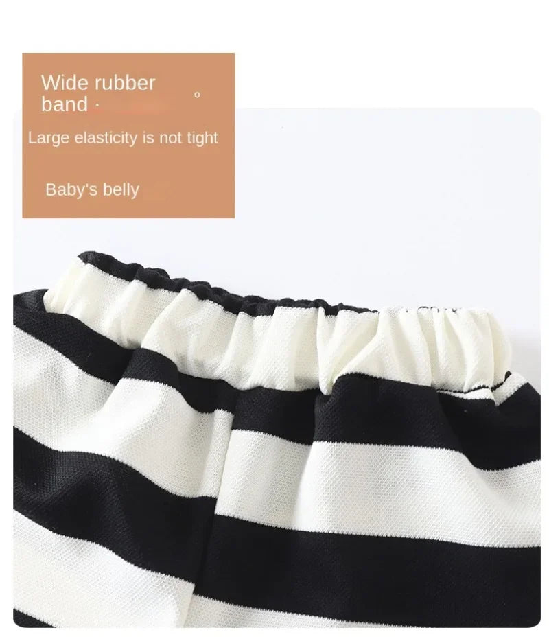 Summer Children Sets Boys Girls Short sleeved Striped