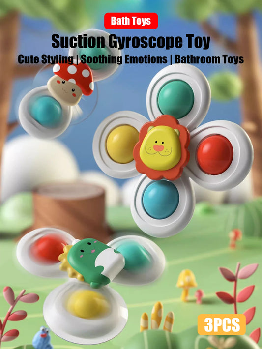 3Pcs Set Suction Cup Spinning Cartoon Animal Spinner