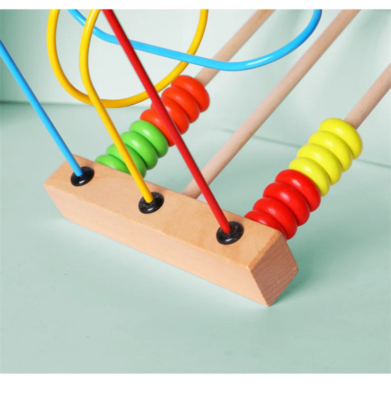 Montessori Baby Toys Wooden Roller Coaster Bead Maze