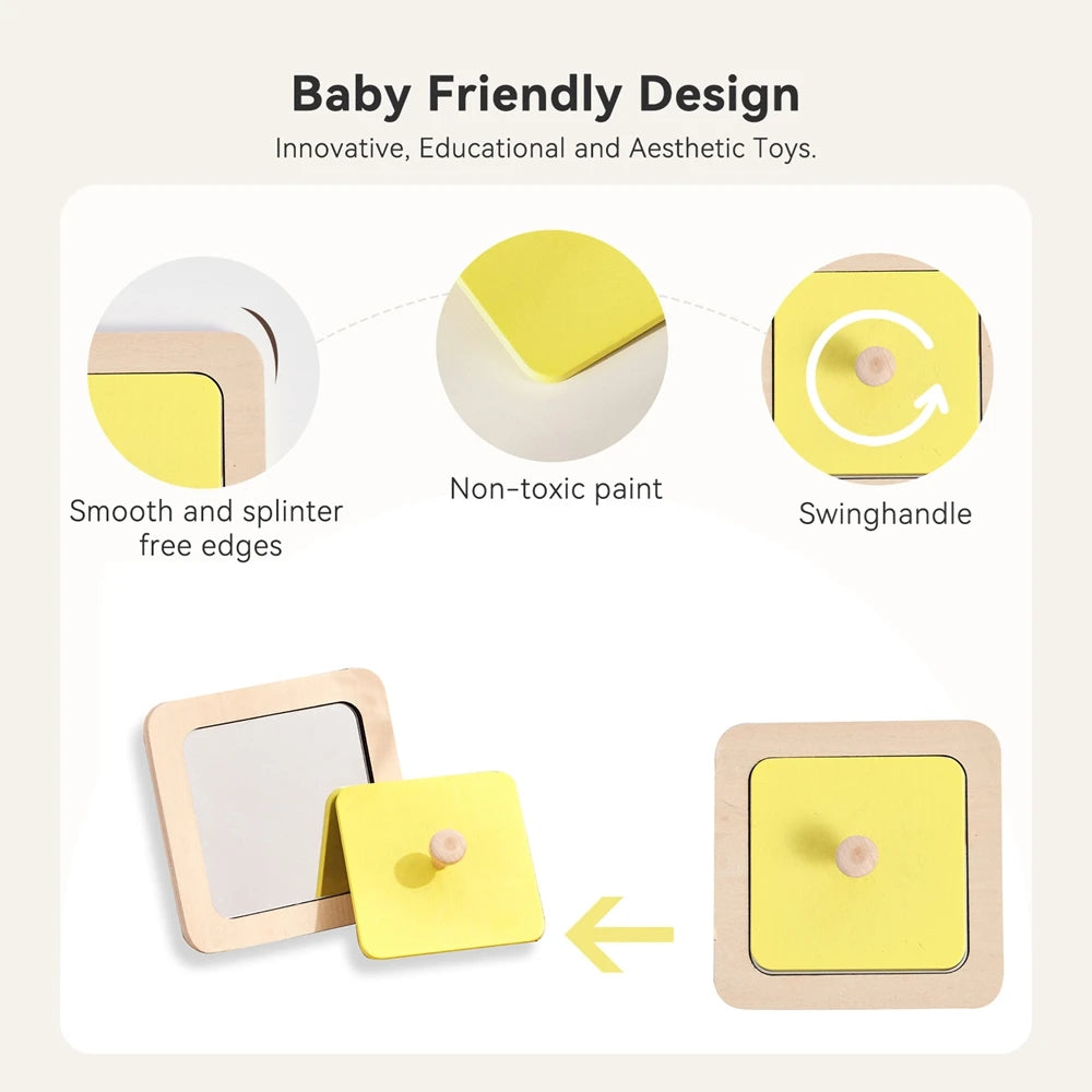 Baby Montessori Mirror Puzzle Busy Board Wooden Toys