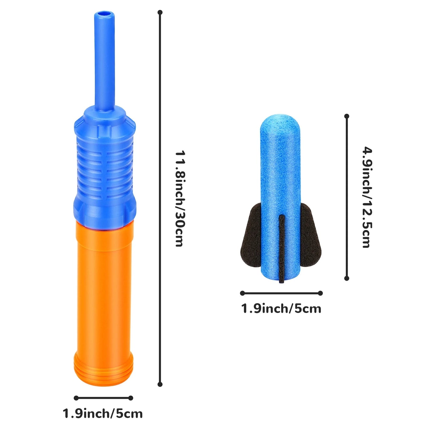 4pcs Handheld Rocket Launcher Toy with 3pcs Foam